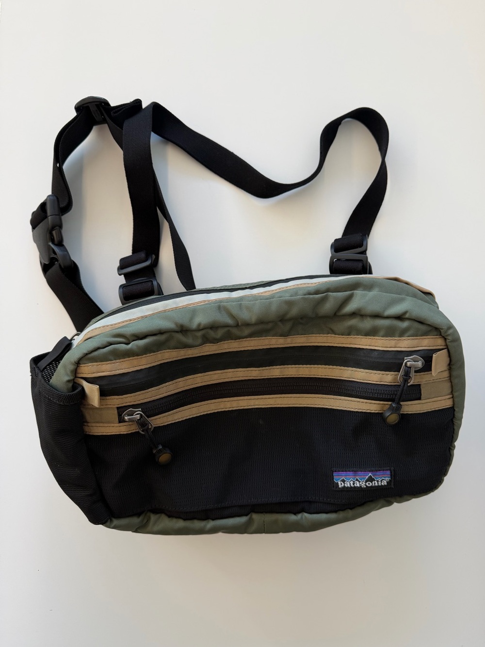 Vintage Patagonia Fly Fishing Men's Black & Olive Green Hip/Chest Pack